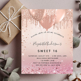 Budget Sweet 16 Rosa Rosa Rosengold Einladung