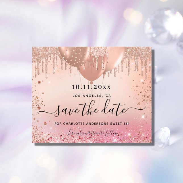 Budget Sweet 16 Rosa Rosengold Save the Date (Von Creator hochgeladen)
