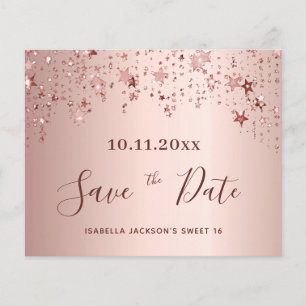 Budget Sweet 16 Rose Gold Save the Date