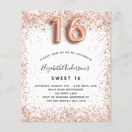 Budget Sweet 16 Rose gold white Einladung