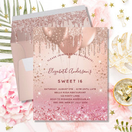 Budget Sweet 16 Rose Goldbarren Rosa Glitzer Ballo