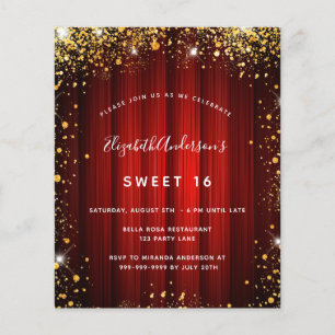Budget Sweet 16 Rot Gold Einladung
