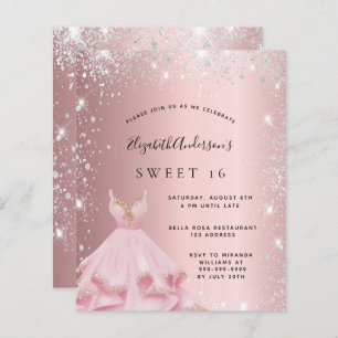 Budget Sweet 16 rot rosa Silberkleid Glitzer
