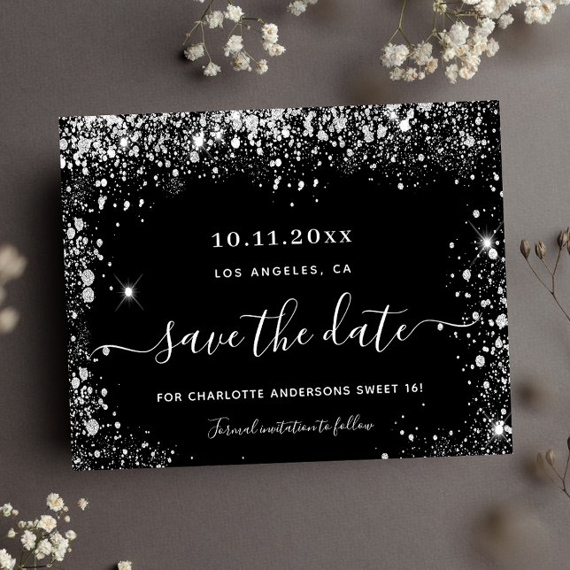 Budget Sweet 16 Schwarz Save the Date (Von Creator hochgeladen)
