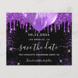 Budget Sweet 16 schwarz Save the Date lila