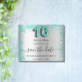 Budget Sweet 16 Silber aquamariner Glitzer Save th