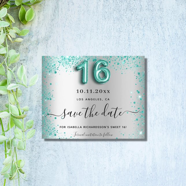 Budget Sweet 16 Silber aquamariner Glitzer Save th (Von Creator hochgeladen)
