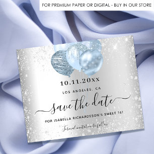 Budget Sweet 16 silber blau Save the Date