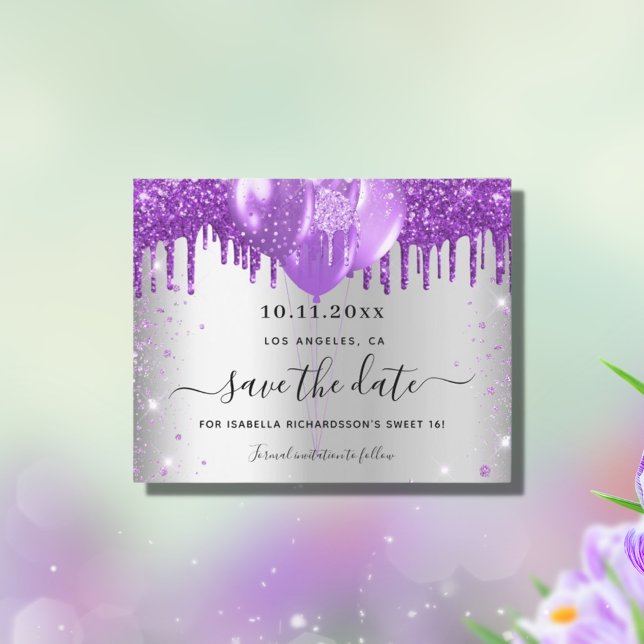 Budget Sweet 16 Silber Save the Date lila (Von Creator hochgeladen)