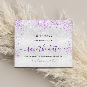 Budget Sweet 16 Silber Save the Date lila