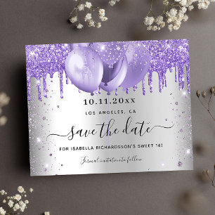 Budget Sweet 16 Silberviolett Save the Date