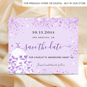Budget Sweet 16 violette Kleidung Save the Date