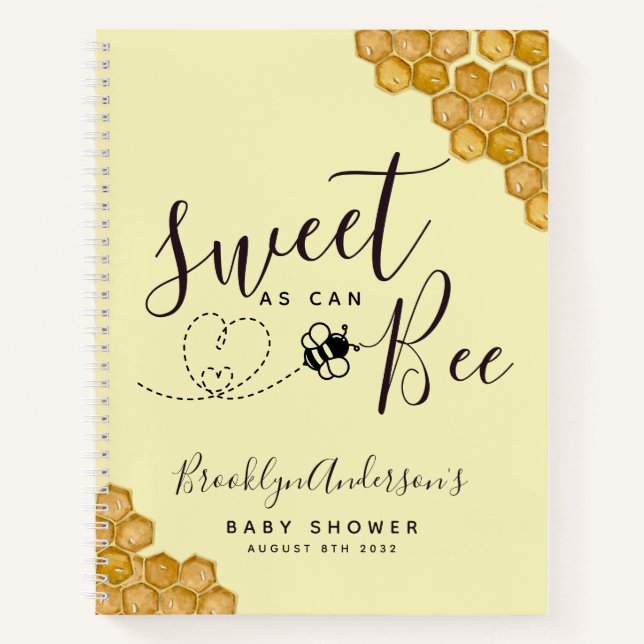 Budget Sweet as Can Bee Baby Shower Gästebuch Notizbuch (Vorderseite)