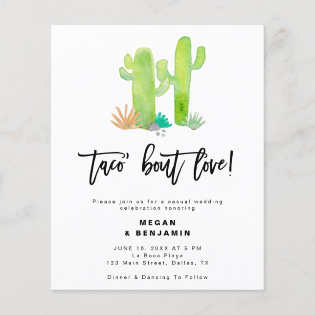 Budget Taco Bout Liebe Lässig Hochzeitseinladungen Flyer (Vorne)