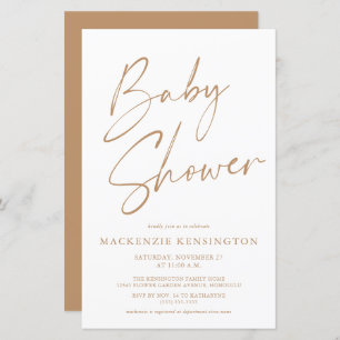Budget Tan Earth Tones Simple Script Baby Dusche