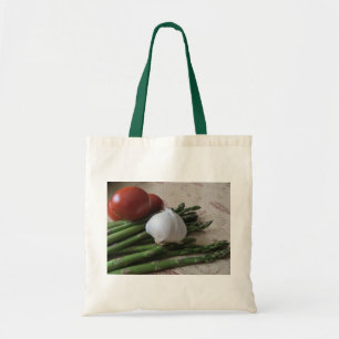 Budget-Tasche--Spargel, Knoblauch u. Tomaten Tragetasche