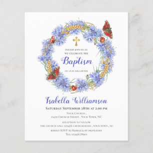 Budget-Taufe Blaue Wildblumen- und Schmetterlingse