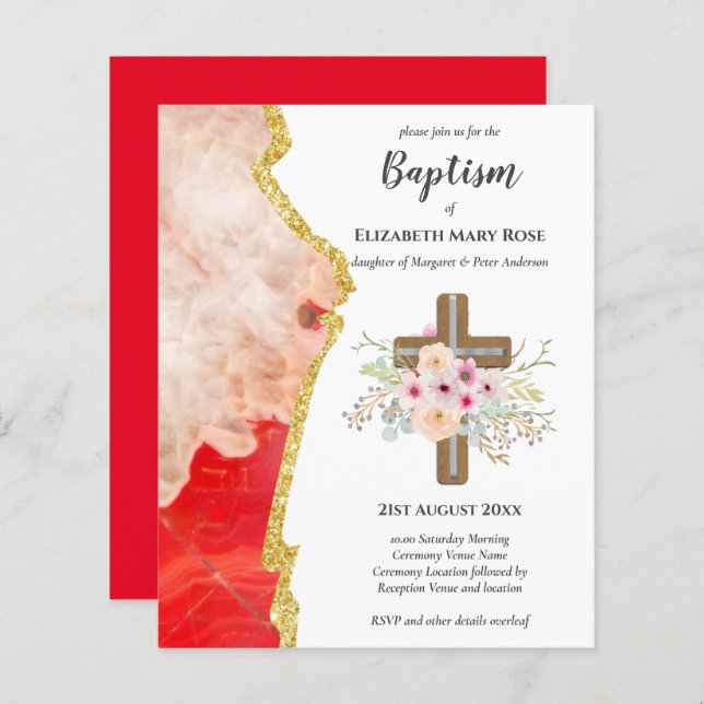 BUDGET Taufe Christening Bautizo Bautismo INVITE (Vorne/Hinten)
