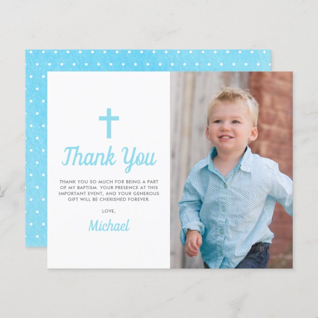Budget Taufe Christening Foto Danke Karte (Vorne/Hinten)