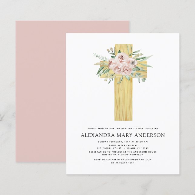 Budget Taufe Dusty Pink Rose Grüne (Vorne/Hinten)