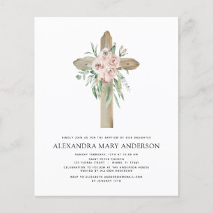 Budget Taufe Dusty Pink Rose Grünzeug Eukalyptus Flyer