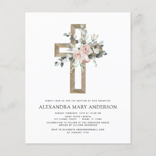 Budget Taufe Grüne Dusty Pink Rose Flyer