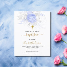 Budget Taufe hellblauen Blumenjungen Weiß