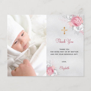 Budget Taufe Rosa Blumenblume Foto Silber vielen D