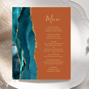 Budget Teal Gold Achat Burnt Orange Hochzeitsmenü