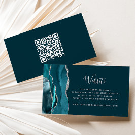 Budget Teal Silber Achat Hochzeits-QR-Code Begleitkarte