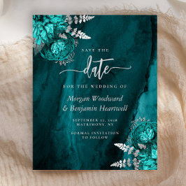 Budget Teal Silber Blumen Hochzeit Termin vormerke