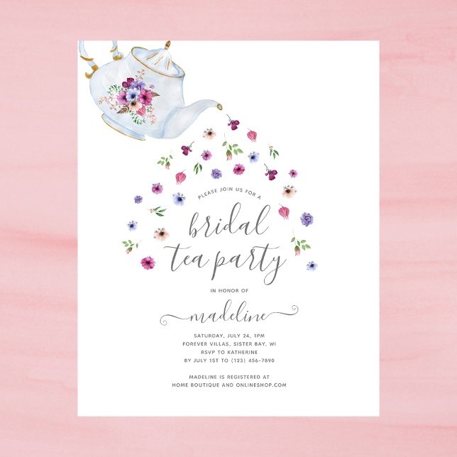 BUDGET Teapot Floral Bridal Tee Party Einladung (Von Creator hochgeladen)