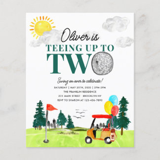 Budget Tee to Two Golf Boy Golfing 2. Geburtstag Flyer