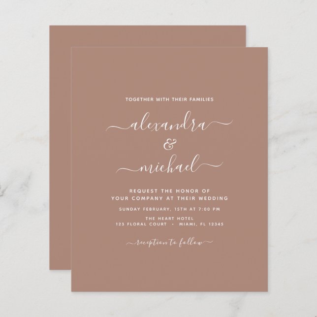 Budget Terra Cotta Boho Wedding Modern Simple (Vorne/Hinten)