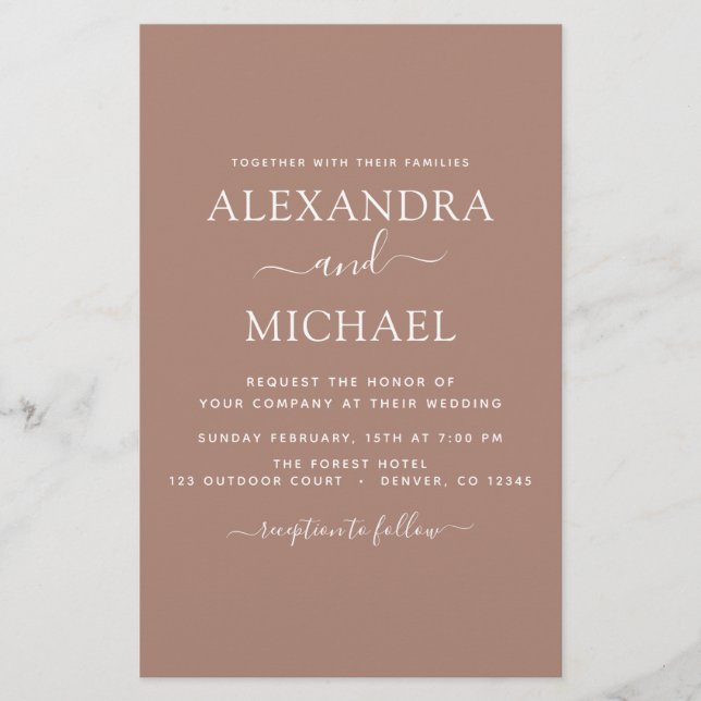 Budget Terra Cotta Boho Wedding Modern Simple (Vorderseite)