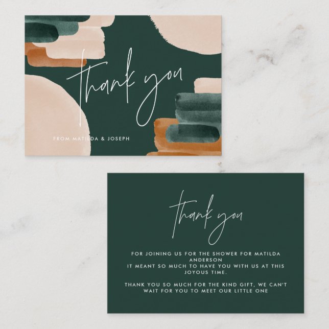 Budget terracotta abstrakte Babydusche Danke Mitteilungskarte (Vorne/Hinten)