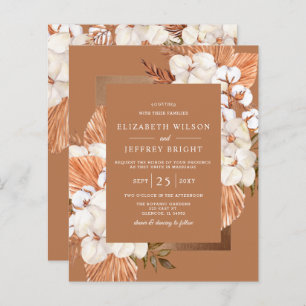 Budget Terracotta Boho Pampas Wedding Einladung