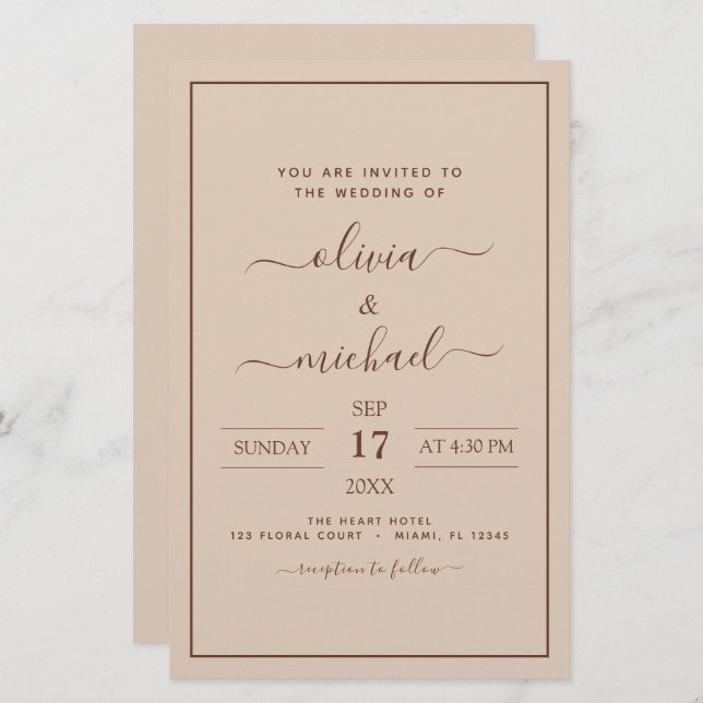 Budget Terracotta Boho Wedding Modern Simple (Vorne/Hinten)