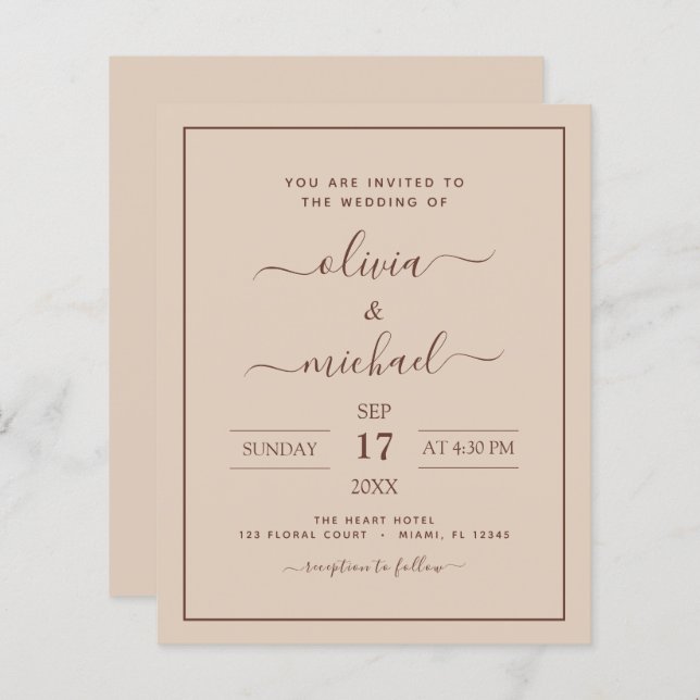 Budget Terracotta Boho Wedding Modern Simple (Vorne/Hinten)