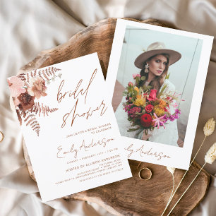 Budget Terracotta Floral Boho Brautparty Flyer