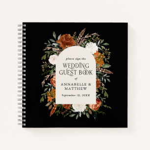 Budget Terracotta floral Hochzeitsgast Buch rustik