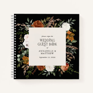 Budget Terracotta floral Hochzeitsgast Buch rustik