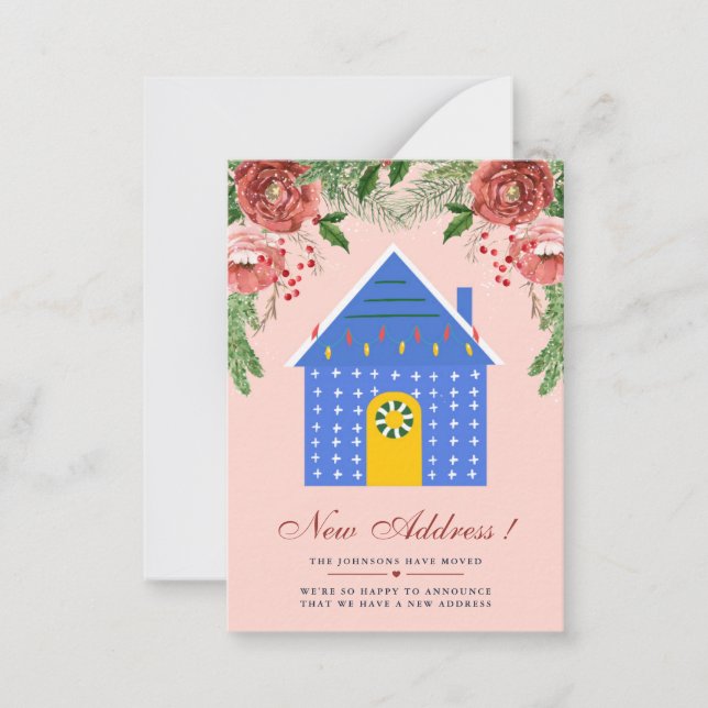 Budget Terracotta Floral New Address Ankündigung (Vorderseite)