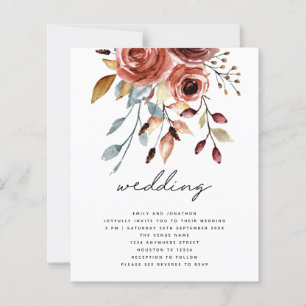 BUDGET Terracotta Florals QR Code Wedite Einladung