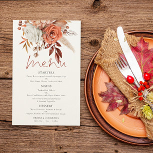 Budget Terracotta Florals Rustikales Hochzeitsmenü