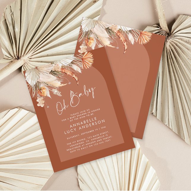Budget Terracotta Foliage Baby Dusche Einladung Flyer (Von Creator hochgeladen)