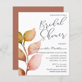 Budget Terracotta Foliage Bridal Dusche Einladung