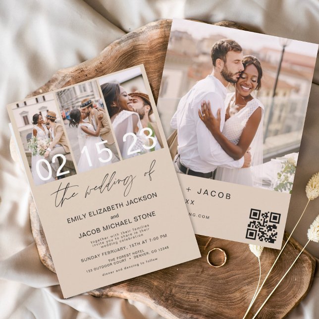 Budget Terracotta Foto QR Code Einladung Hochzeit Flyer (Von Creator hochgeladen)