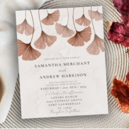 Budget Terracotta Ginkgo Hochzeitseinladung