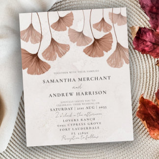 Budget Terracotta Ginkgo Hochzeitseinladung